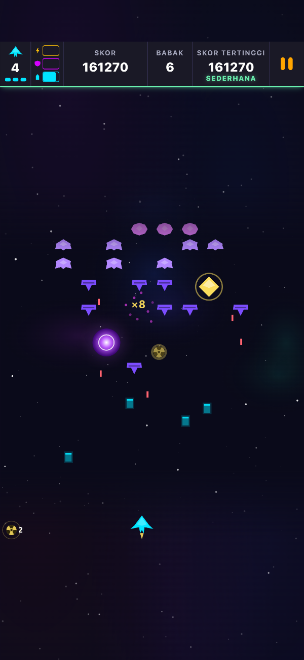 Babak 6 pada tahap Sederhana, dengan Kapal Ganjaran dan portal Void Rift yang muncul serentak di skrin