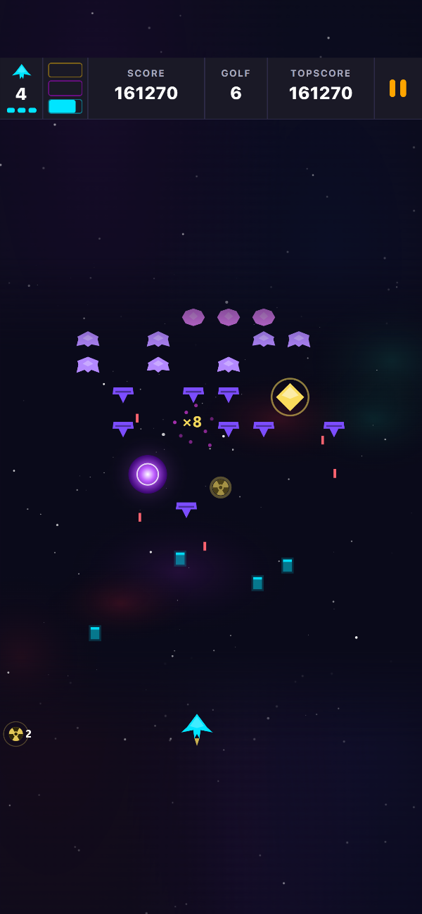 Gameplay in golf 6 met een Bounty Ship en een Void Rift-portaal, allebei op het scherm